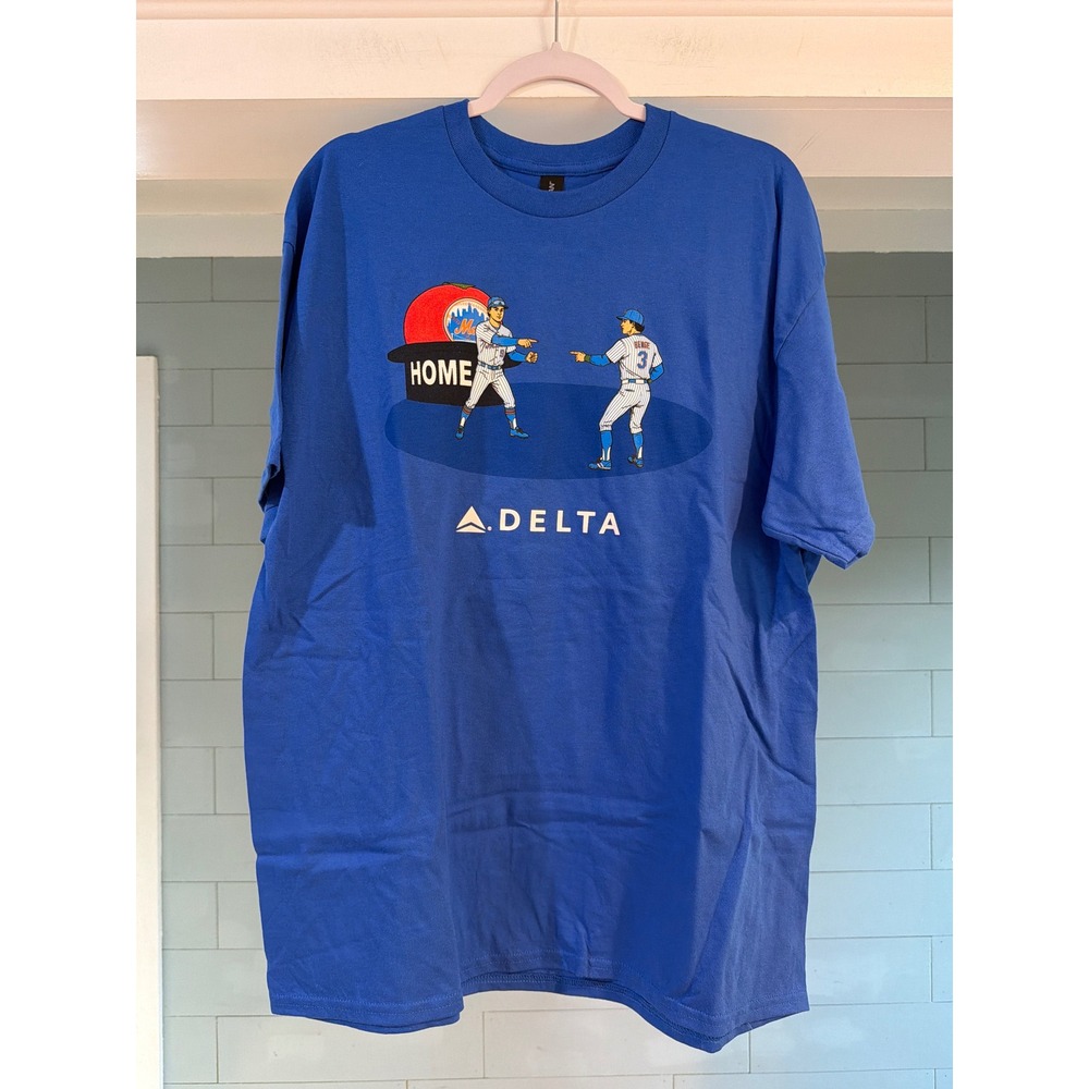 New York Mets Spider-Man Meme Delta Airlines Blue Graphic T-Shirt XL Gildan